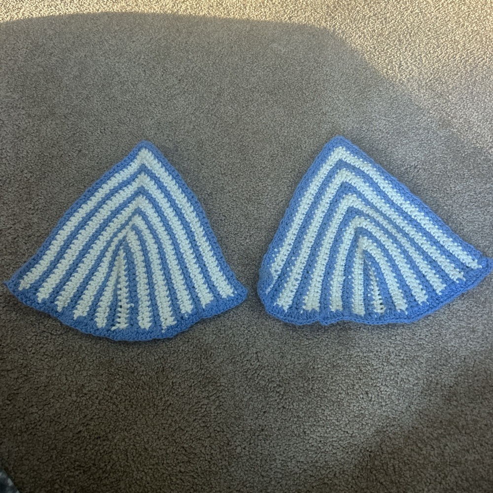 Handmade Blue&white crochet bikini triangles